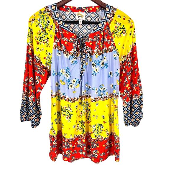 Fig & and Flower SMALL Boho Bohemian Blouse Shirt Top Summer Cozy - Picture 1 of 8